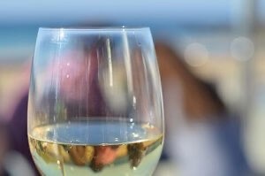 glass of white wine close up