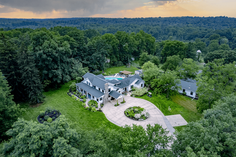 Aerial view of the Maple Cove, a Boutique B&B