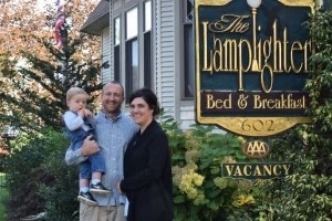 Dan, Jen and baby Jacob Hinderer at Lamplighter B&B in fall 2017.