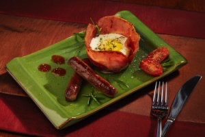 Bacon basket with egg as served at Sherwood Forest B&B.