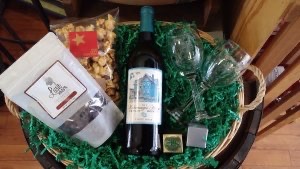 Custom wine and snack basket available as an add-on to Kalamazoo House guests