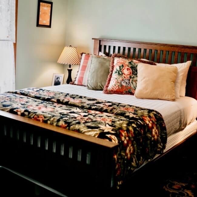 Bettina’s Room at Washington Street Inn has a craftsman-style queen bed.