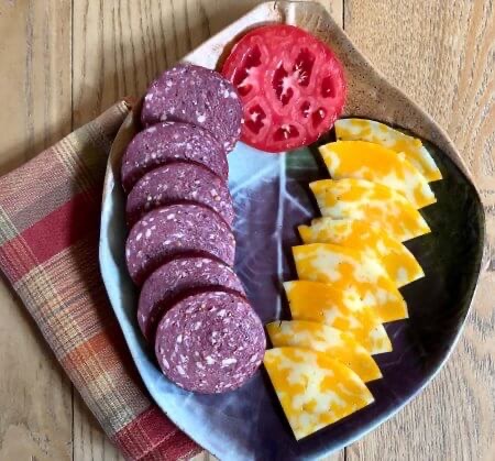 Bison summer sausage and cheese tray