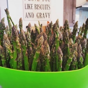Asparagus in the kitchen at Hart House B&B