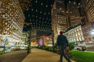 Downtown Detroit in the holidays