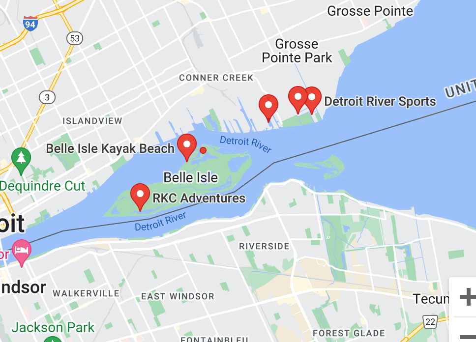 Google map of Detroit