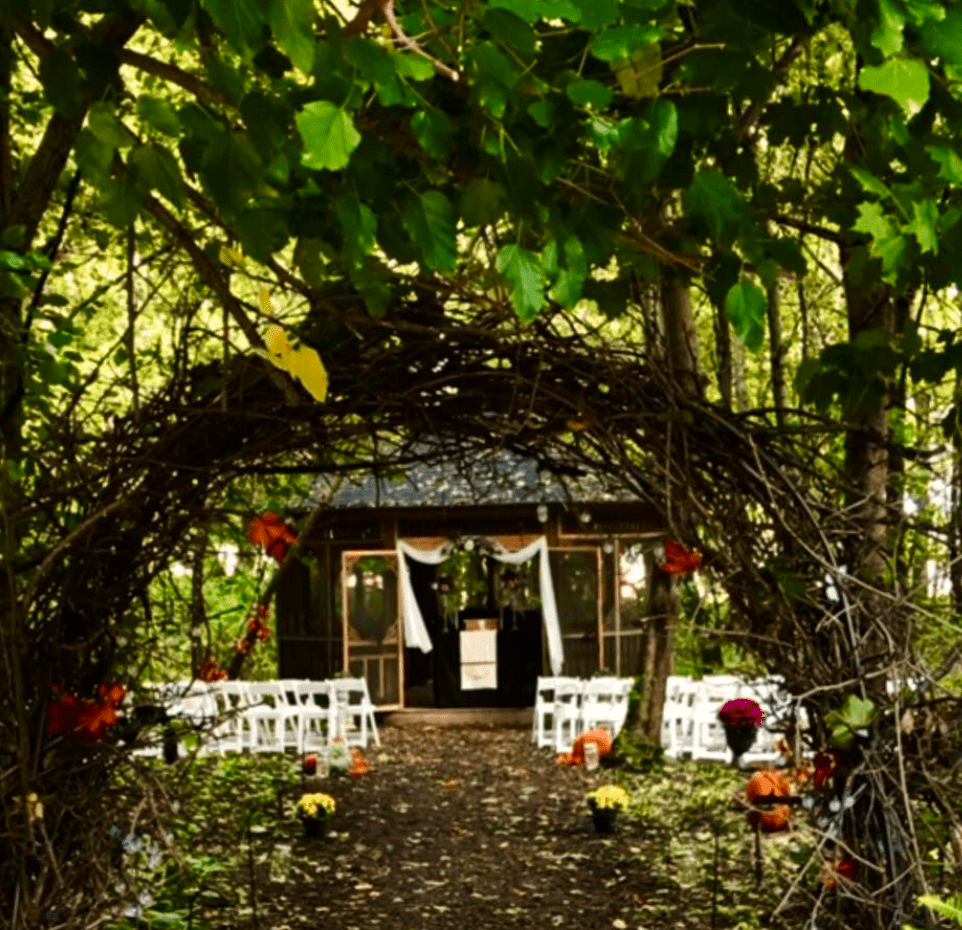 Gazebo in the woods at the Greenleaf Mansion