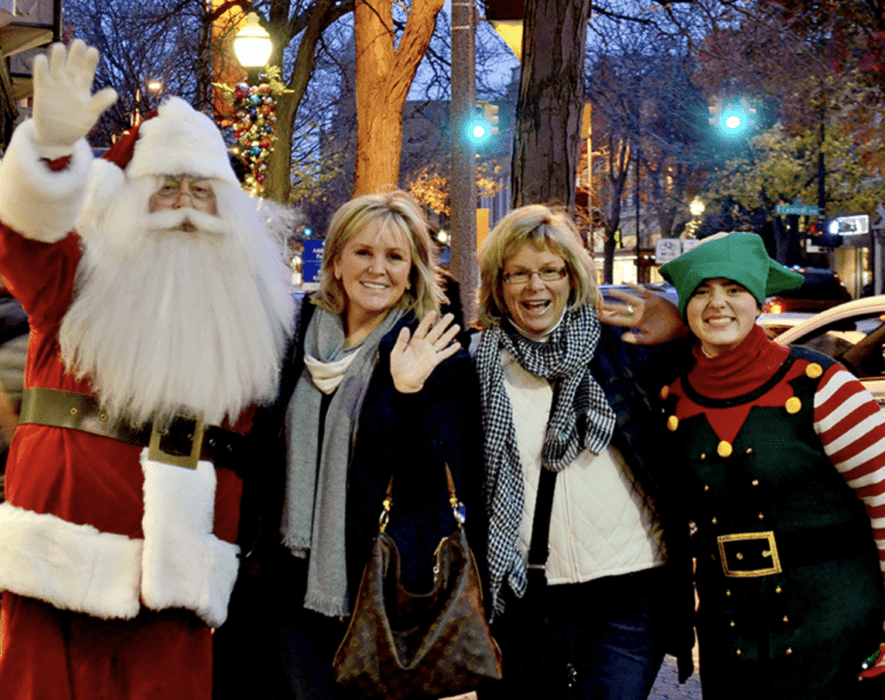 Santa with holiday shoppers