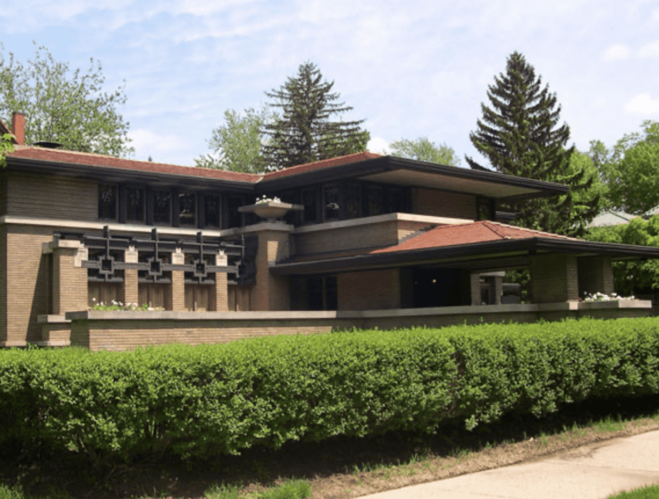 The neighborhood's extensive collection of historic architecture includes the first Frank Lloyd Wright commission in Michigan, the two-story Prairie-style, Meyer May House on Madison Avenue, SE. Photo courtesy Heritage Hill Association.