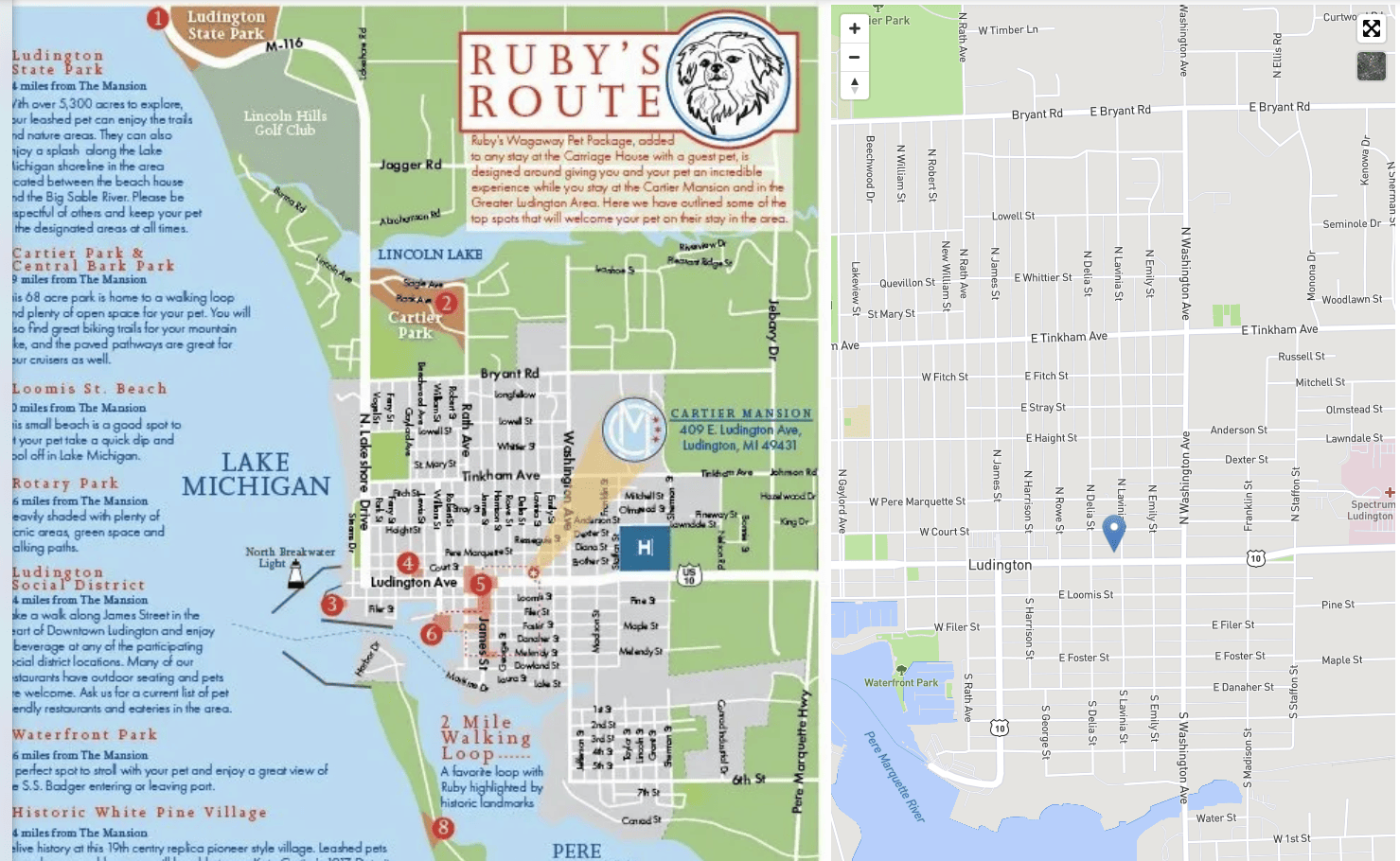 Map of Dog-friendly locations in Ludington
