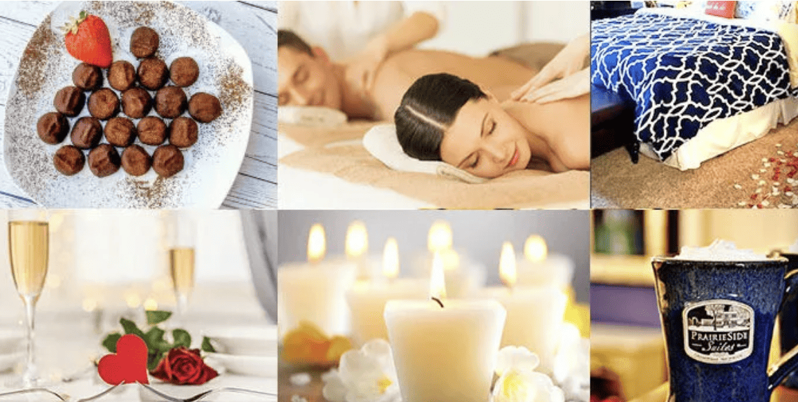 The Ultimate Indulgence Package at Prairieside that includes spa, candles, truffles