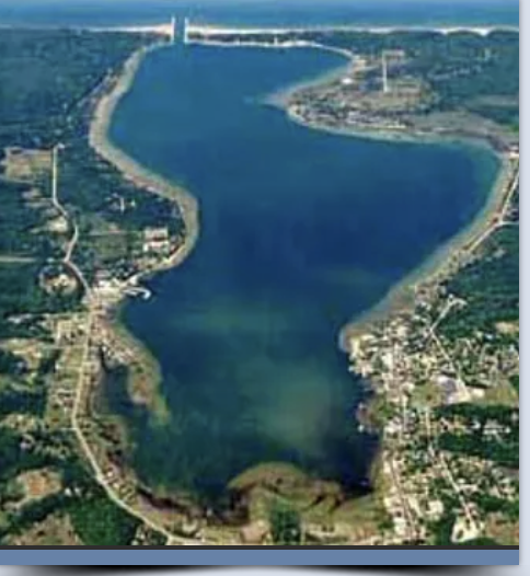 Aerial view of Portage Lake